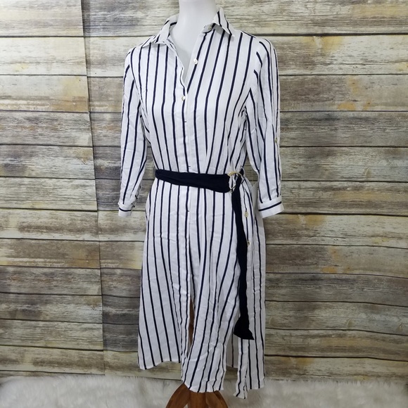 NWT Zara Black White Striped Shirt Dress - Picture 7 of 8